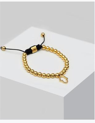 Bracelet - Hamsa Gold Beads  دستبند سنگ طلایی