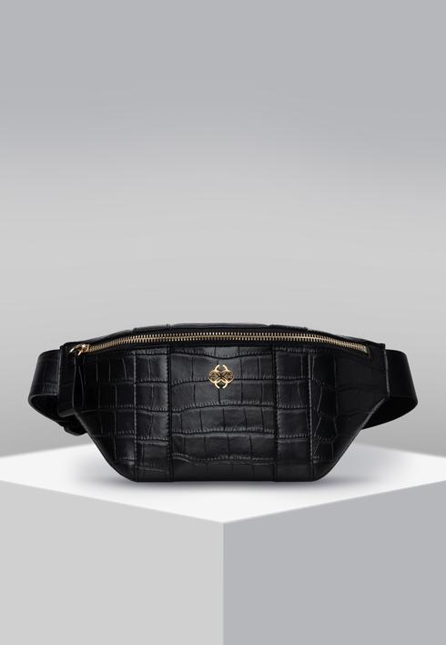 Black croc belt bag sale