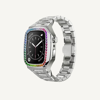Apple Watch Case - EVF - RAINBOW Frosted Silver قاب اپل واچ- RAINBOW Frosted Silver-  EVF 