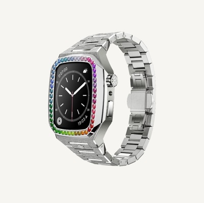 Apple Watch Case - EVF - RAINBOW Frosted Silver قاب اپل واچ